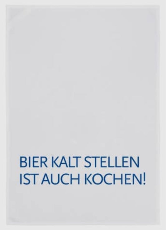Geschirrtuch weiss - „BIER KALT STELLEN“